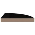 vidaXL Plávajúce rohové police 2 ks, lesklé čierne 35x35x3,8 cm, MDF – Obrázok 6