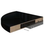 vidaXL Plávajúce rohové police 2 ks, lesklé čierne 35x35x3,8 cm, MDF – Obrázok 7