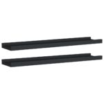 vidaXL Poličky na zarámované obrázky 2 ks čierne 60x9x3 cm MDF – Obrázok 2