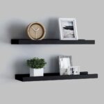 vidaXL Poličky na zarámované obrázky 2 ks čierne 60x9x3 cm MDF