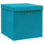 vidaXL Úložné boxy s vekom 10 ks, 28x28x28 cm, svetlomodré – Obrázok 3