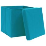 vidaXL Úložné boxy s vekom 10 ks, 28x28x28 cm, svetlomodré – Obrázok 4