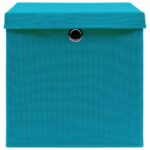 vidaXL Úložné boxy s vekom 10 ks, 28x28x28 cm, svetlomodré – Obrázok 5