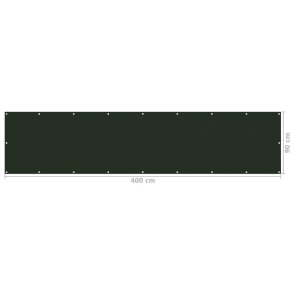 vidaXL Balkónová markíza tmavozelená 90x400 cm HDPE – Obrázok 5