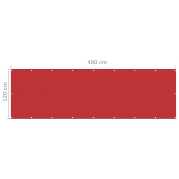 vidaXL Balkónová markíza, červená 120x400 cm, HDPE – Obrázok 5
