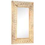 vidaXL Ručne vyrezávané zrkadlo 80x50x2,6cm masívne mangovníkové drevo
