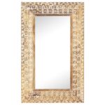 vidaXL Ručne vyrezávané zrkadlo 80x50x2,6cm masívne mangovníkové drevo – Obrázok 2