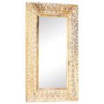 vidaXL Ručne vyrezávané zrkadlo 80x50x2,6cm masívne mangovníkové drevo – Obrázok 6