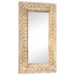 vidaXL Ručne vyrezávané zrkadlo 80x50x2,6cm masívne mangovníkové drevo – Obrázok 7