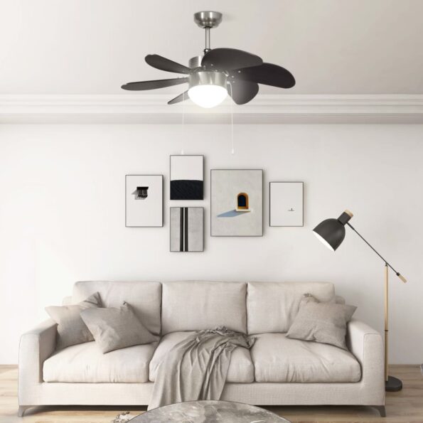 vidaXL Stropný ventilátor s osvetlením 76 cm tmavohnedý – Obrázok 3