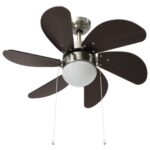 vidaXL Stropný ventilátor s osvetlením 76 cm tmavohnedý – Obrázok 5