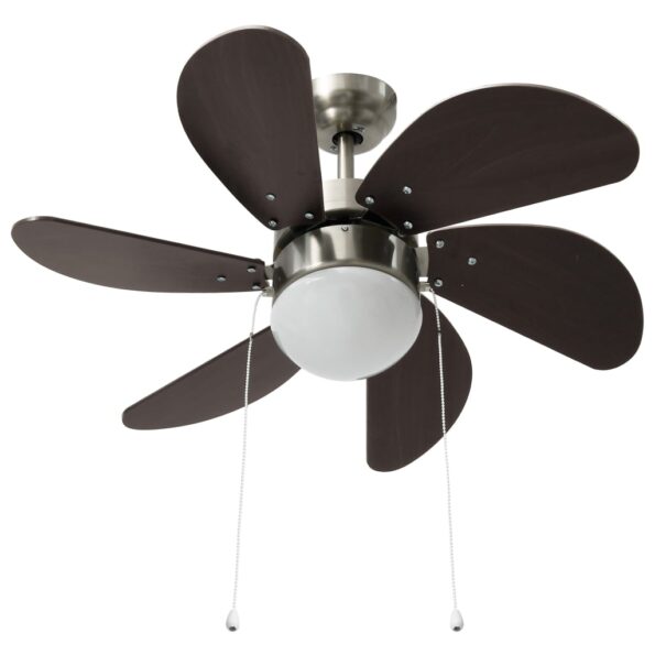 vidaXL Stropný ventilátor s osvetlením 76 cm tmavohnedý – Obrázok 5