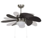 vidaXL Stropný ventilátor s osvetlením 76 cm tmavohnedý – Obrázok 6
