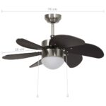 vidaXL Stropný ventilátor s osvetlením 76 cm tmavohnedý – Obrázok 8