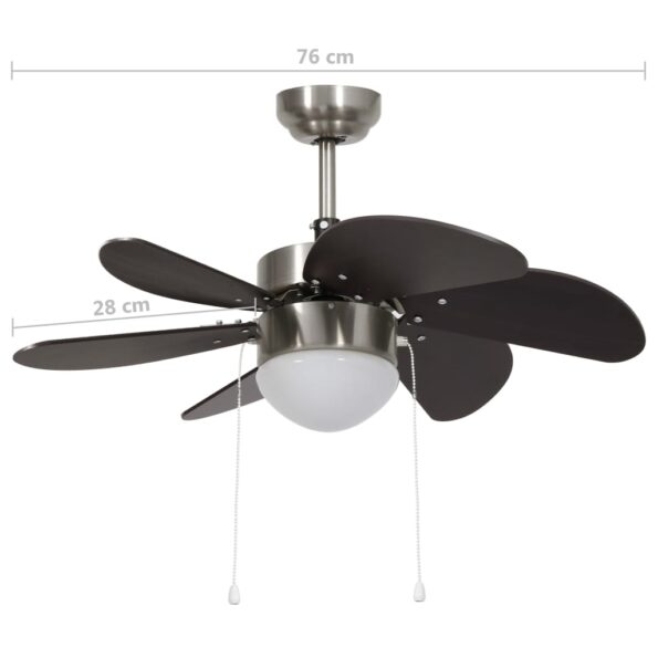 vidaXL Stropný ventilátor s osvetlením 76 cm tmavohnedý – Obrázok 8