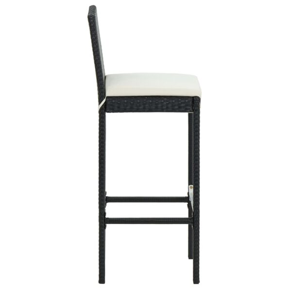 vidaXL Záhradné barové stoličky s vankúšmi 2 ks čierne polyratan – Obrázok 5