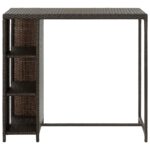 vidaXL Barový stolík s úložným regálom hnedý 120x60x110 cm polyratan – Obrázok 3