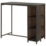 vidaXL Barový stolík s úložným regálom hnedý 120x60x110 cm polyratan – Obrázok 5
