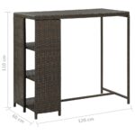 vidaXL Barový stolík s úložným regálom hnedý 120x60x110 cm polyratan – Obrázok 7