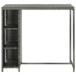 vidaXL Barový stolík s úložným regálom sivý 120x60x110 cm polyratan – Obrázok 3
