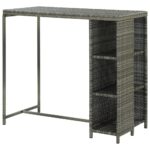 vidaXL Barový stolík s úložným regálom sivý 120x60x110 cm polyratan – Obrázok 5