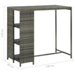 vidaXL Barový stolík s úložným regálom sivý 120x60x110 cm polyratan – Obrázok 7