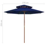 vidaXL Dvojitý slnečník s drevenou tyčou modrý 270 cm – Obrázok 6