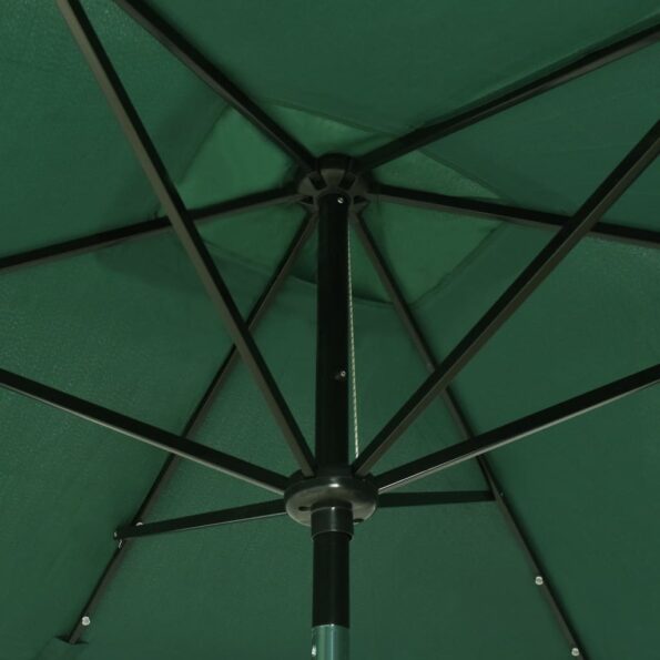 vidaXL Záhradný slnečník s LED, oceľová tyč, zelený 2x3 m – Obrázok 2