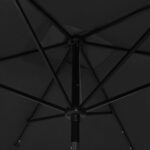 vidaXL Záhradný slnečník s LED, oceľová tyč, čierny 2x3 m – Obrázok 2