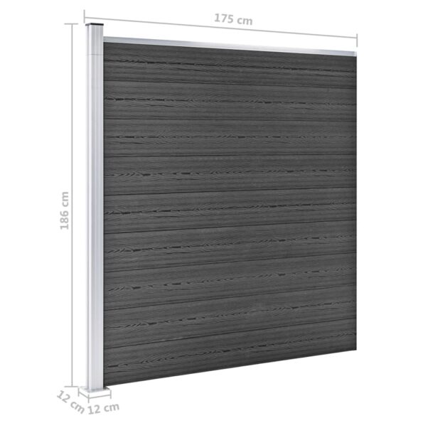 vidaXL Plotový panel WPC 175x186 cm čierny – Obrázok 9
