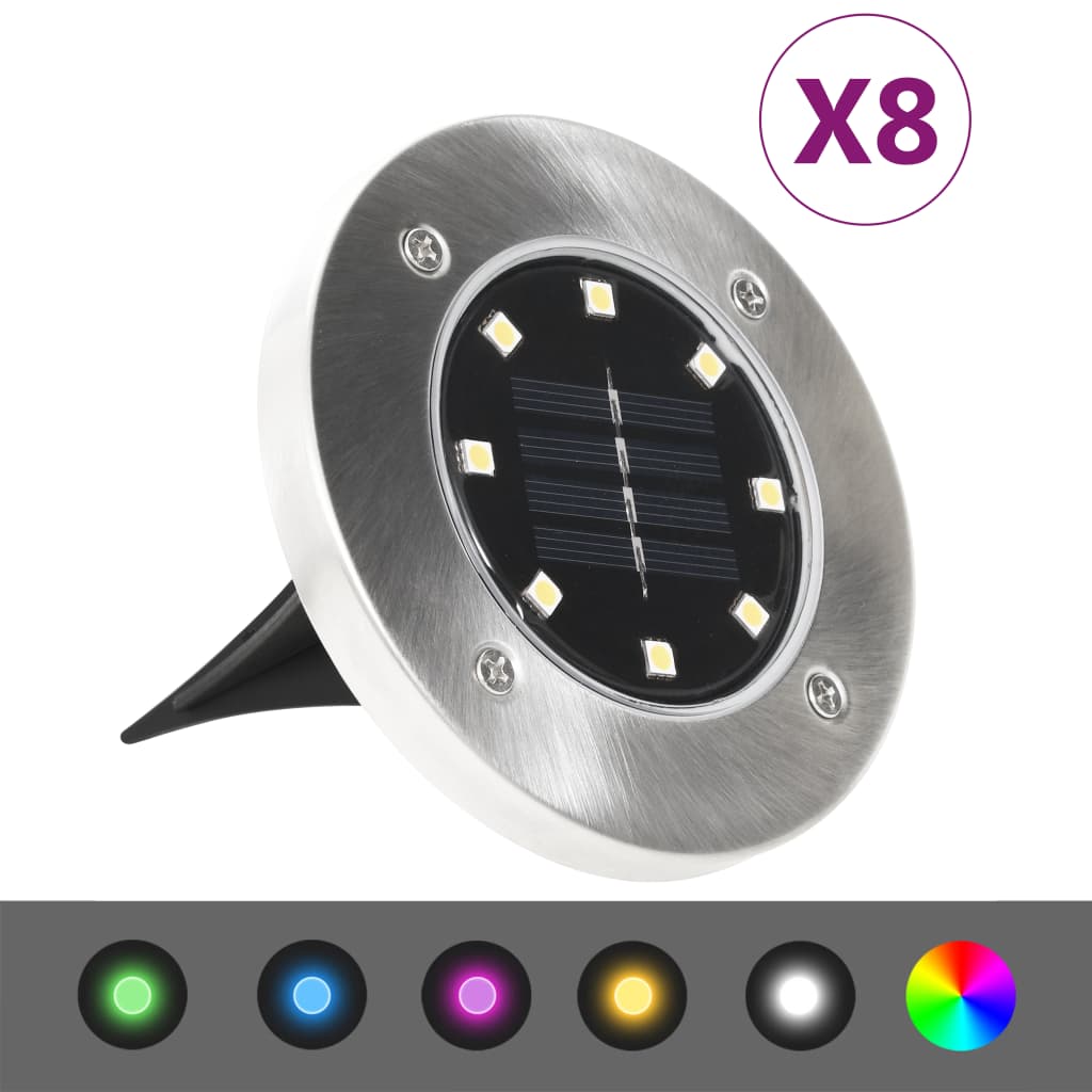 VXL8720286200391_a_en_hd_1.jpg vidaXL Zapustené solárne svetlá do zeme 8 ks, LED svetlá, RGB farby – Obrázok 1
