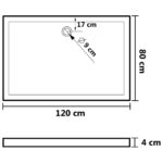 vidaXL Obdĺžniková sprchová vanička z ABS biela 80x120 cm – Obrázok 7