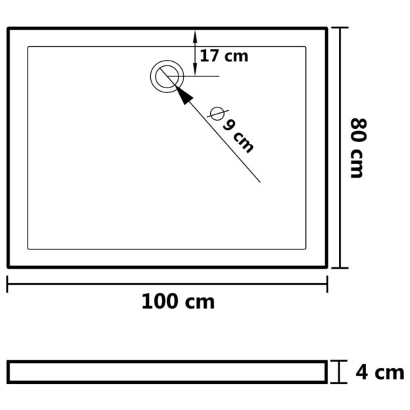 vidaXL Obdĺžniková sprchová vanička z ABS čierna 80x100 cm – Obrázok 7