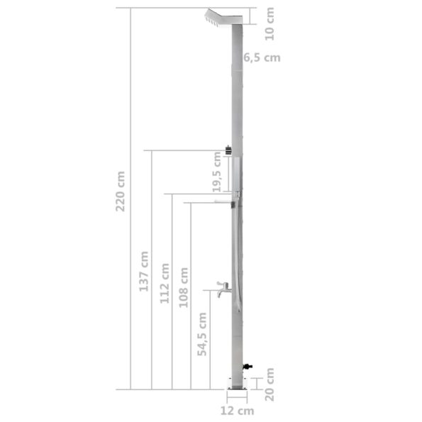 vidaXL Záhradná sprcha 220 cm nehrdzavejúca oceľ – Obrázok 12