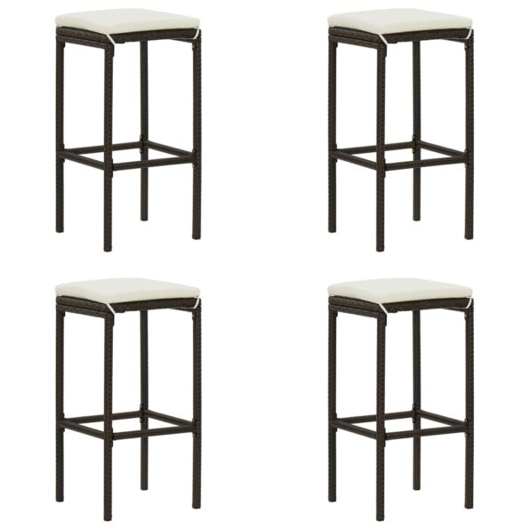 vidaXL 5-dielna záhradná barová súprava s vankúšmi polyratanová hnedá – Obrázok 7