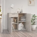 vidaXL Komoda, betónovo sivá 80x36x75 cm, kompozitné drevo – Obrázok 3