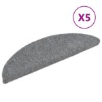 vidaXL Schodové rohože, samolepiace, 5 ks, 56x17x3 cm, svetlosivé, polkruhové – Obrázok 2