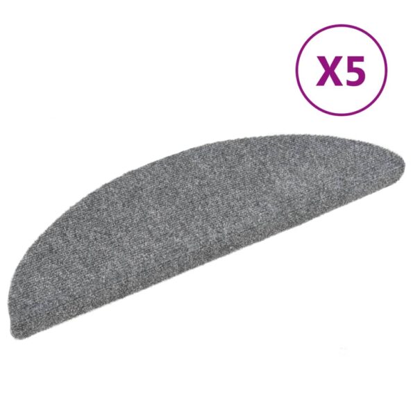 vidaXL Schodové rohože, samolepiace, 5 ks, 56x17x3 cm, svetlosivé, polkruhové – Obrázok 2