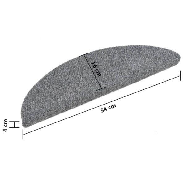 vidaXL Schodové rohože, samolepiace, 5 ks, 56x17x3 cm, svetlosivé, polkruhové – Obrázok 8
