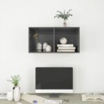 vidaXL Nástenná TV skrinka, lesklá sivá 37x37x72 cm, kompozitné drevo – Obrázok 5