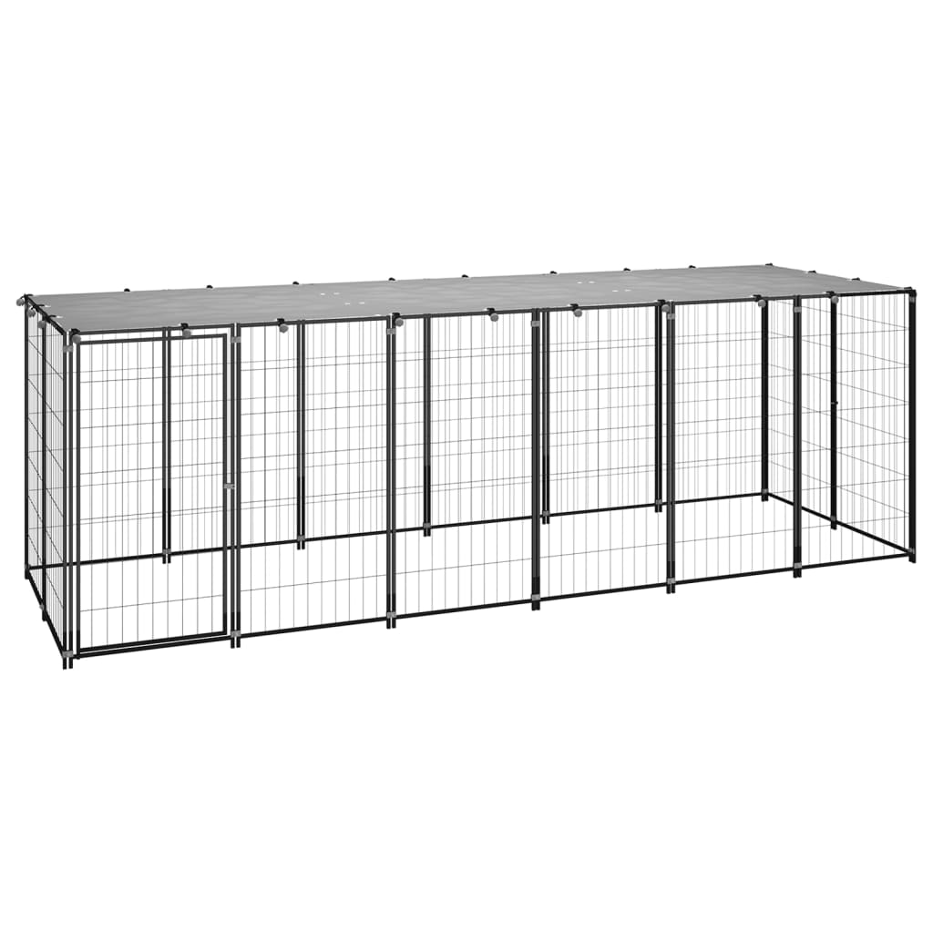 VXL8720286359679_a_en_hd_1.jpg vidaXL Koterec pre psa čierny 330x110x110 cm oceľ – Obrázok 1