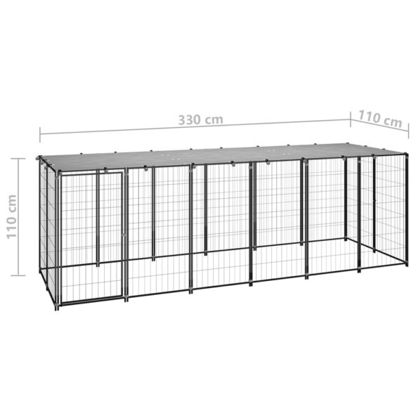 vidaXL Koterec pre psa čierny 330x110x110 cm oceľ – Obrázok 6