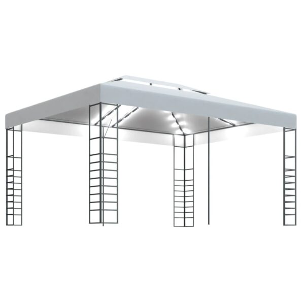 vidaXL Altánok s LED reťazou 4x3x2,7 m, biely – Obrázok 2