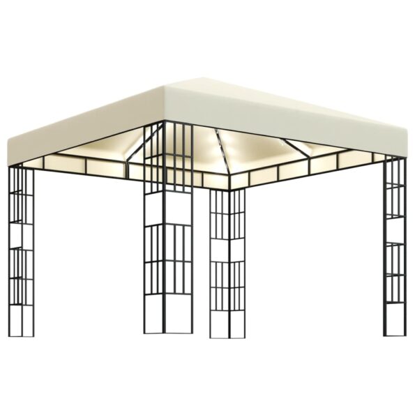 vidaXL Altánok s LED reťazou 3x3 m, krémový – Obrázok 2