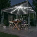 vidaXL Altánok s LED reťazou 300x300 cm, antracitový