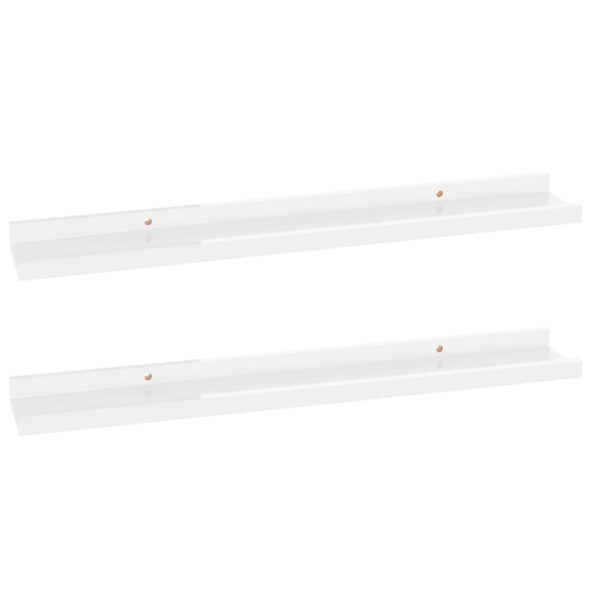 vidaXL Nástenné police 2 ks, lesklé biele 60x9x3 cm – Obrázok 2