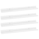 vidaXL Nástenné police 4 ks, lesklé biele 60x9x3 cm – Obrázok 2