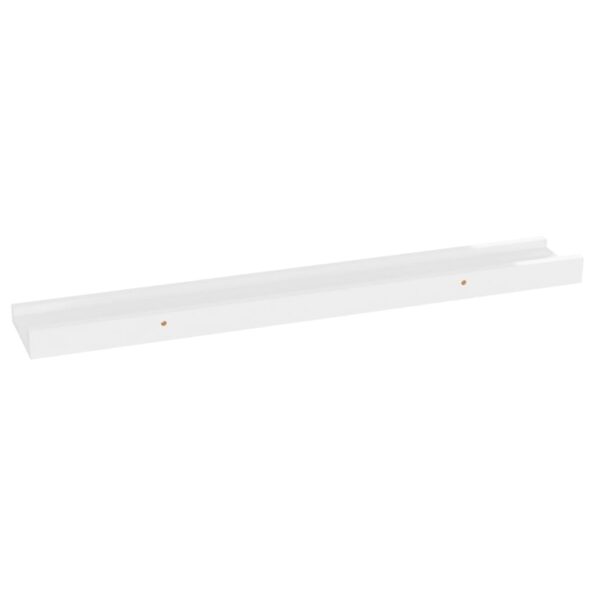 vidaXL Nástenné police 4 ks, lesklé biele 60x9x3 cm – Obrázok 5