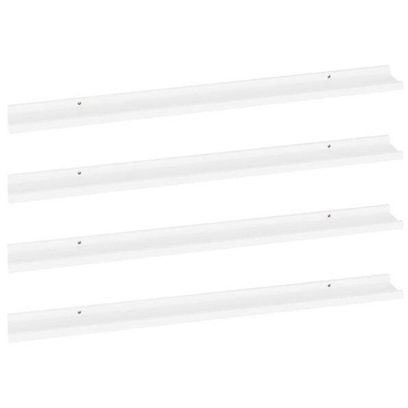 vidaXL Nástenné police 4 ks, biele 100x9x3 cm – Obrázok 2