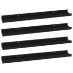 vidaXL Nástenné police 4 ks, čierne 60x9x3 cm – Obrázok 2